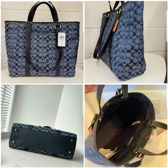 🎀NWT Coach Hudson Double Handle Tote In Signature Chambray 💖 - Picture 2 of 12
